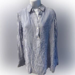 Max Studio Medium Blue Striped Button Shirt